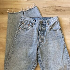 Levi's Light Wash Straight Leg Jeans with Raw Hem